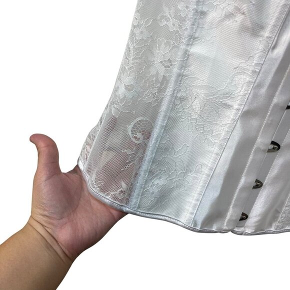 Adore Me Women's Ashoka Corset Bright White Size Large Boned Lace up Back Sheer - Picture 3 of 10